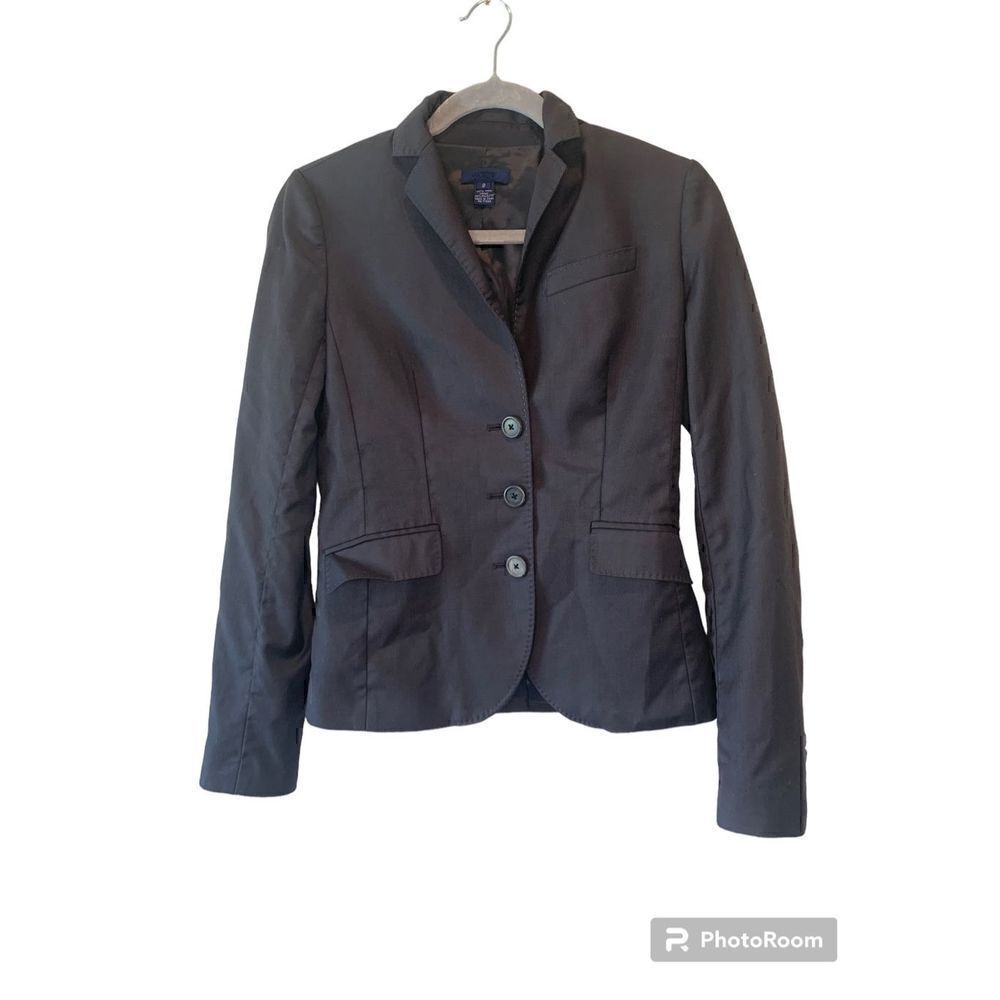 J.Crew Super 120's 2 Buttons Wool Blazer Size 2 Black Polyester Full Lined